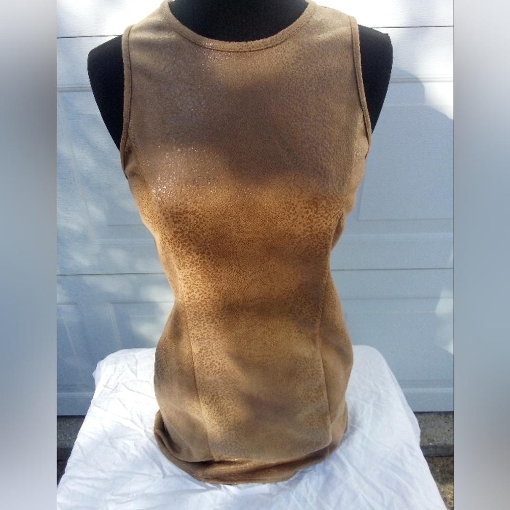 Sage tan brown textured top sleeveless nice NWOT